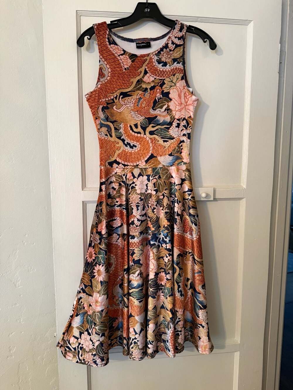 BlackMilk Dragon Floral Print Sleeveless Skater Dress Size S